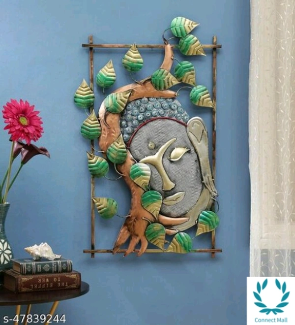 Iron Buddha on Leaf With Led - Free Size, Metal, Pack of1